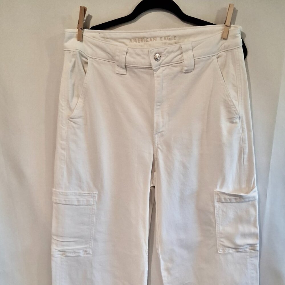 American Eagle High Raise Wide Legged White Womens Jeans